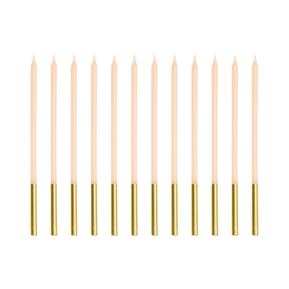 Partydeco Beige Gold Tip Cake Candles x 12