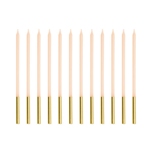 X12 BIEGE GOLD TIP CAKE CANDLES