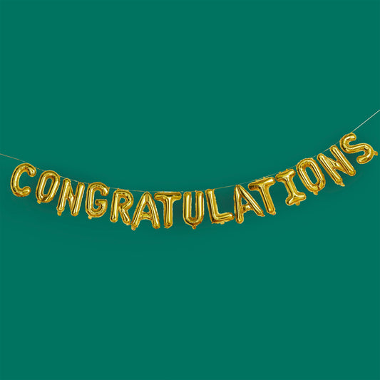 'CONGRATULATIONS' GOLD AIR-FILL ONLY FOIL BALLOON GARLAND