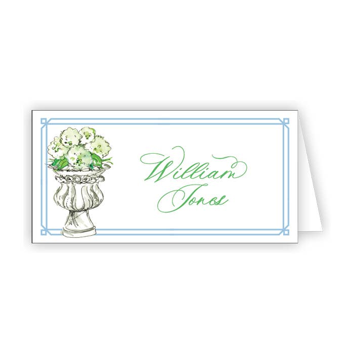 Handpainted Hydrangeas in Urn Place Card - Winterberries