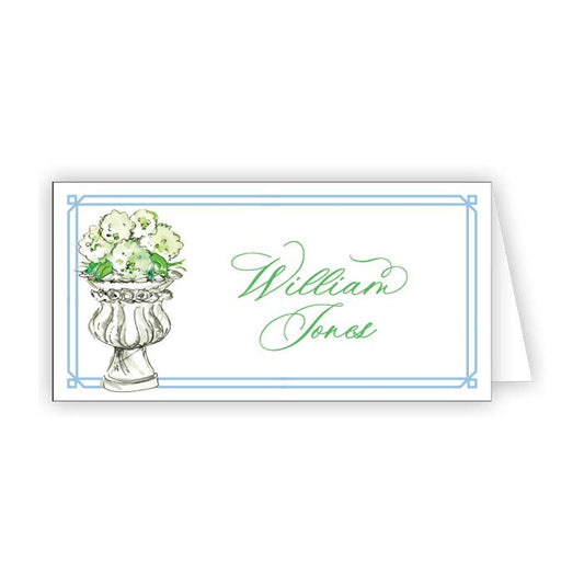 Handpainted Hydrangeas in Urn Place Card - Winterberries