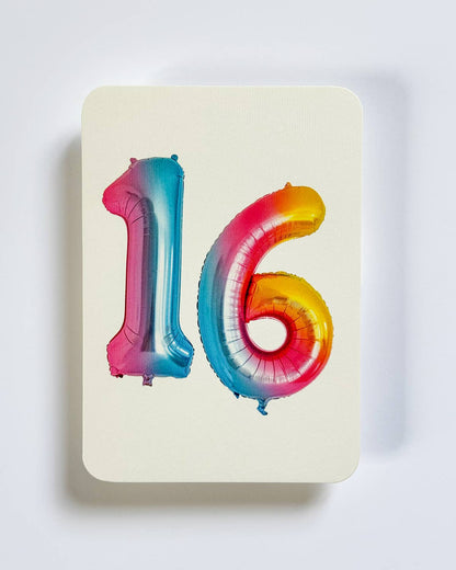 Birthday Balloon No. 16 Greeting Card | Age Cards - Winterberries