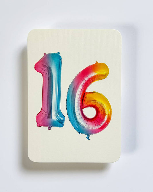 Birthday Balloon No. 16 Greeting Card | Age Cards - Winterberries