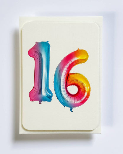 Birthday Balloon No. 16 Greeting Card | Age Cards - Winterberries