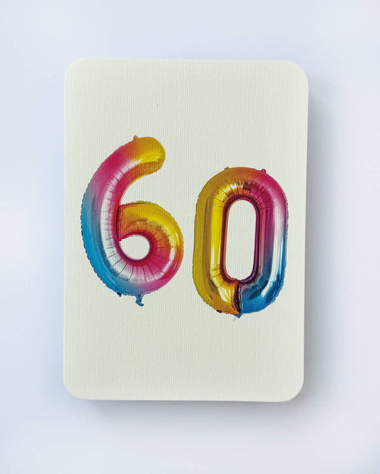Birthday Balloon No. 60 Greeting Card | Age Cards - Winterberries