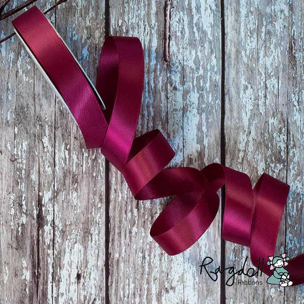 19mm Wine Satin Ribbon – 10 Metre Roll - Winterberries