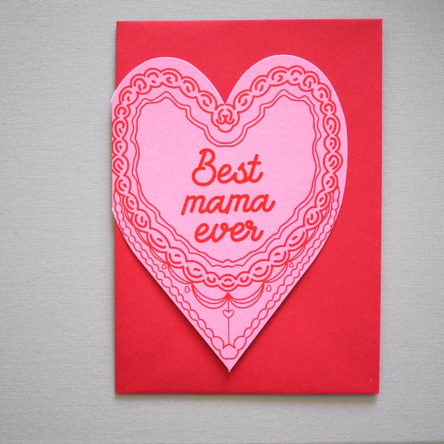 BEST MAMA EVER CAKE HEART CARD - Winterberries