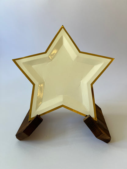 x8 IVORY STAR SHAPED PAPER PLATES - Winterberries
