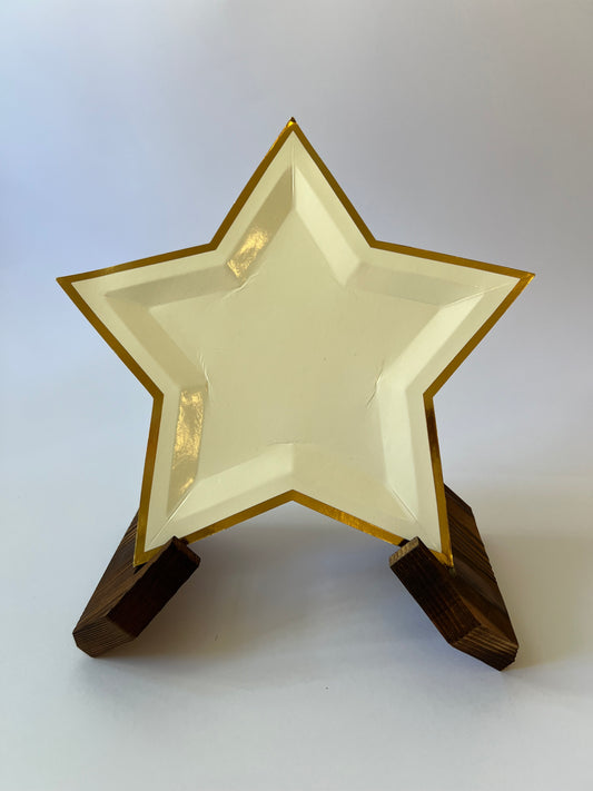 x8 IVORY STAR SHAPED PAPER PLATES - Winterberries