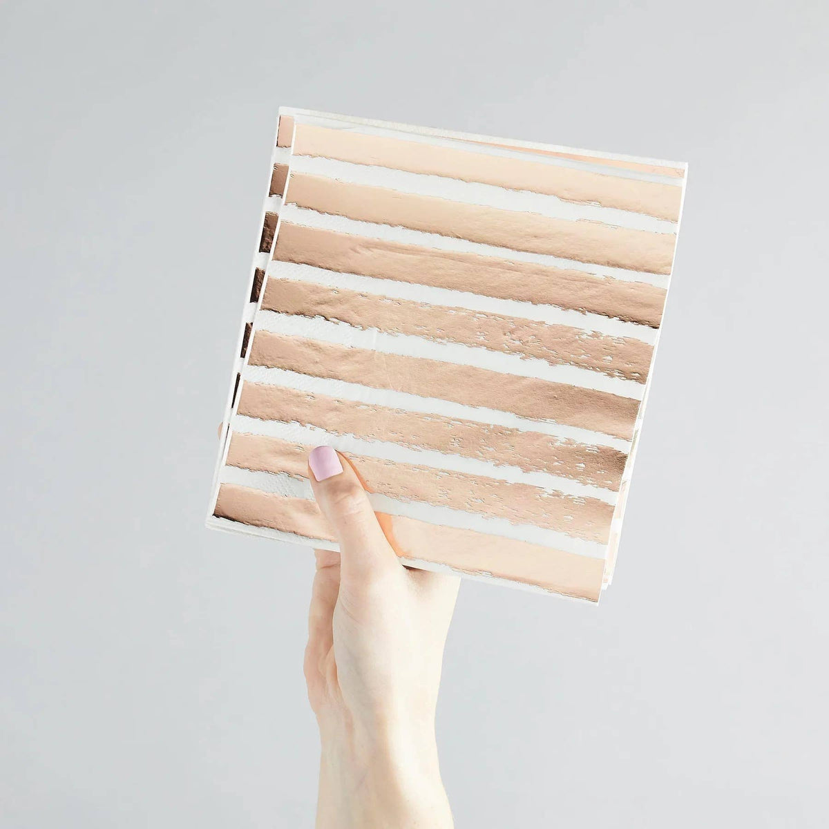 Rose Gold Striped Paper Napkins 16 Pack