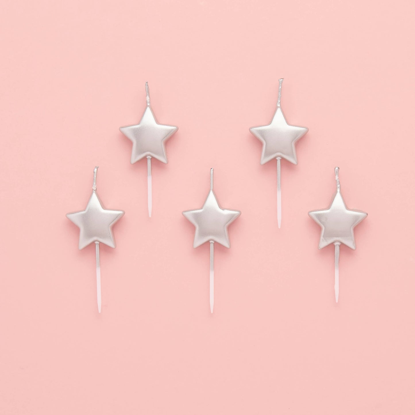 X5 SILVER METALLIC STAR CANDLES