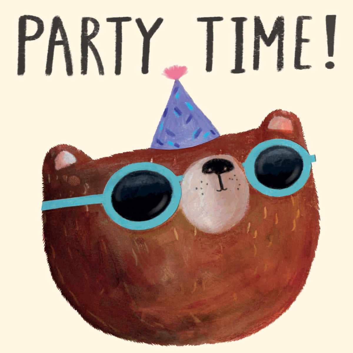 Party Time Bear Birthday Greeting Card | Birthday Card Man - Winterberries