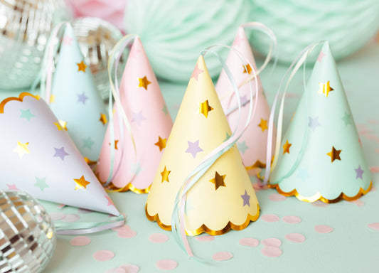 X6 PASTEL AND STAR LUXURY PARTY HATS