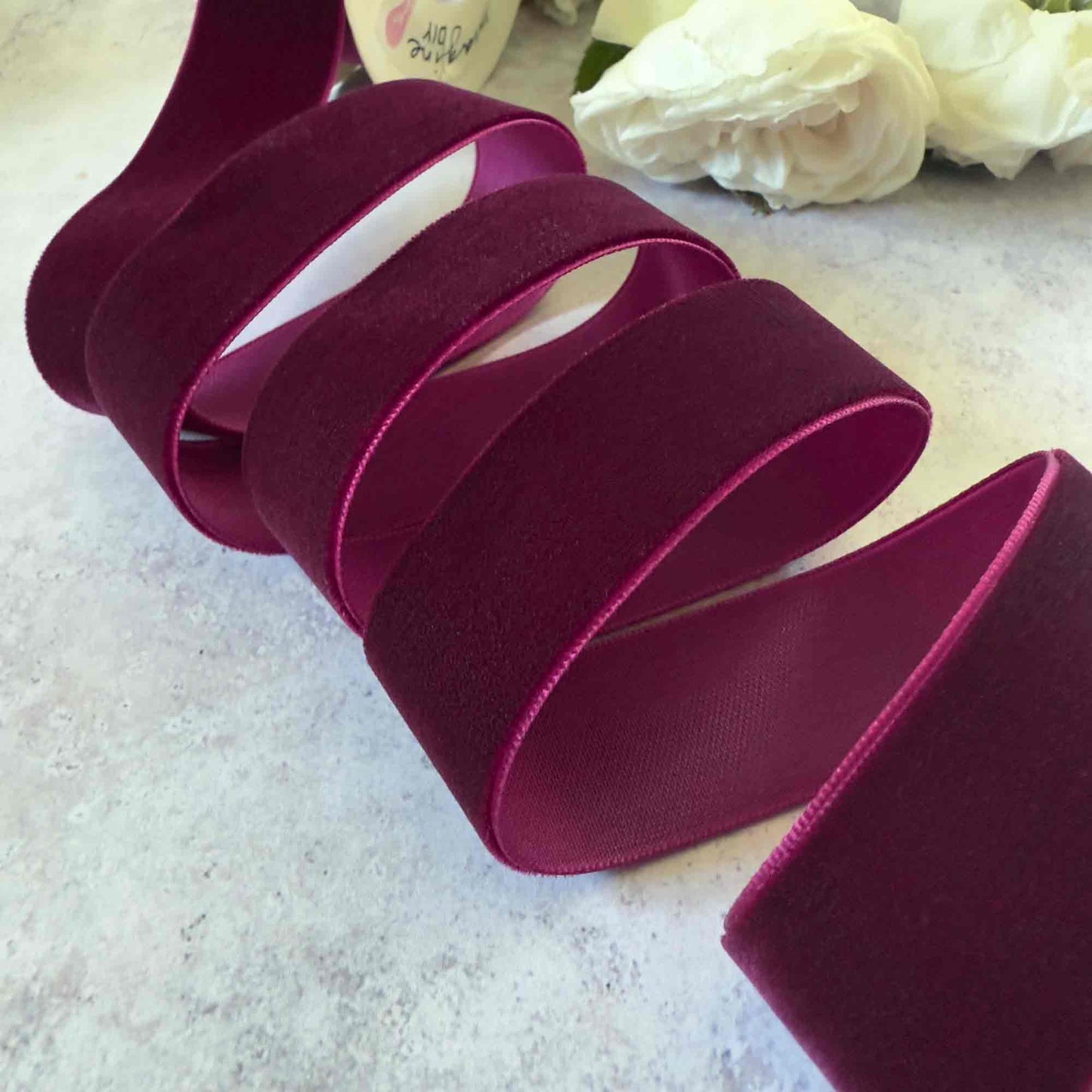 Bordeaux Velvet Ribbon - 3 Meter Roll - Winterberries