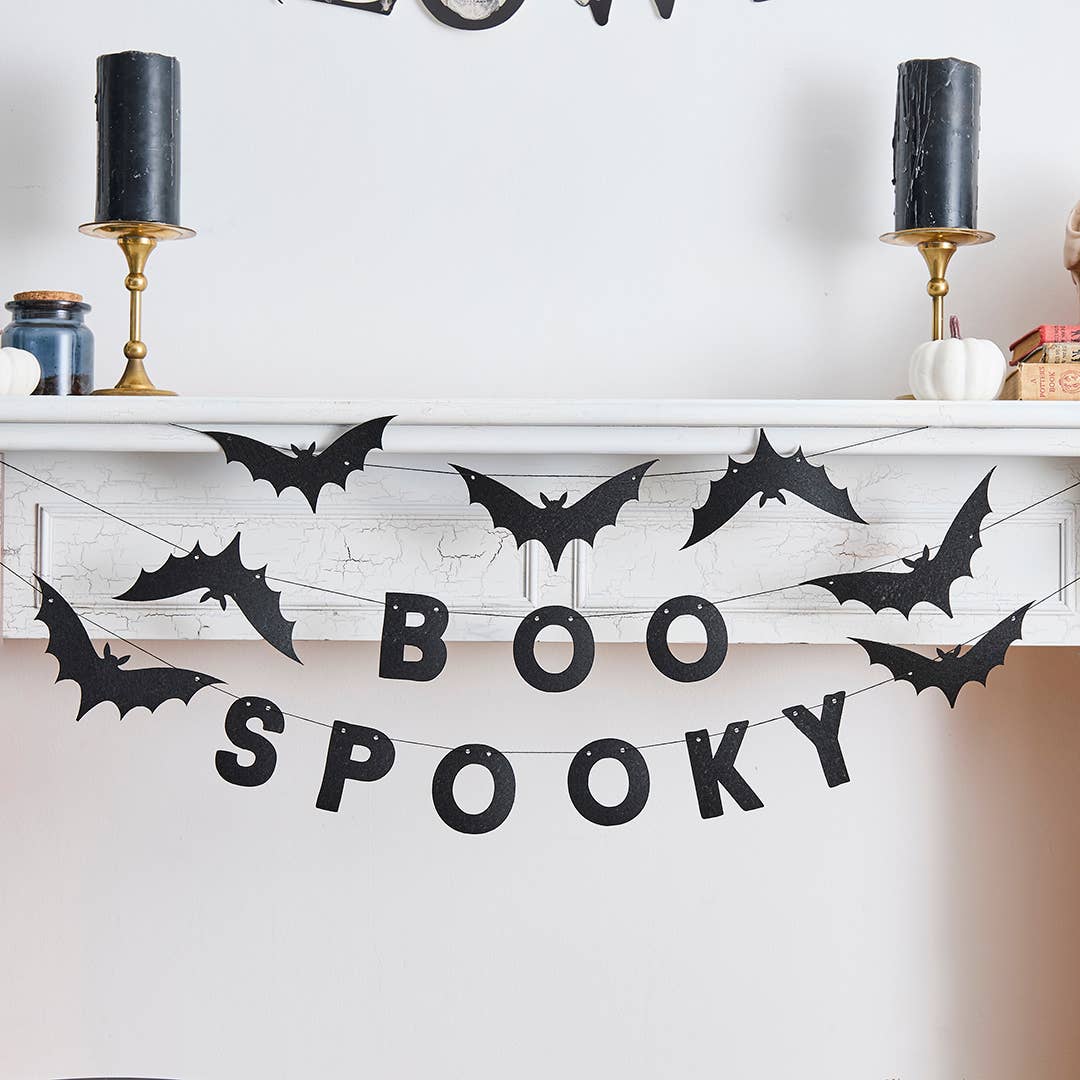 X3 1.5M SPOOKY BOO BAT FELT GARLAND