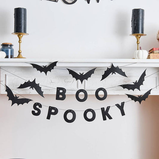 X3 1.5M SPOOKY BOO BAT FELT GARLAND