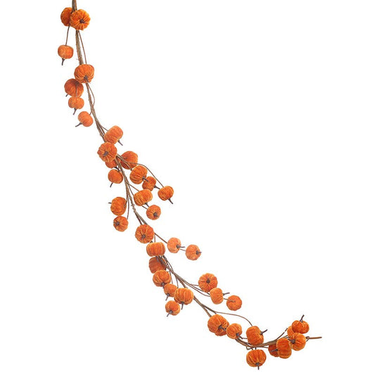 VELVET ORANGE PUMPKIN GARLAND - Winterberries