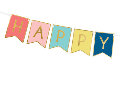 Partydeco Rainbow Happy Birthday Banner