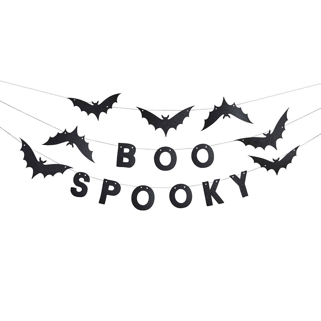 X3 1.5M SPOOKY BOO BAT FELT GARLAND