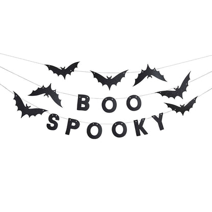 X3 1.5M SPOOKY BOO BAT FELT GARLAND