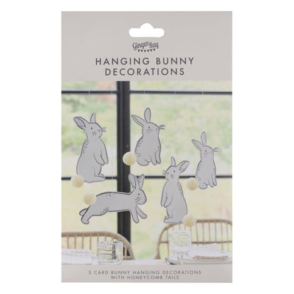 Hanging Easter Bunny Decs with Honeycomb Tails- 5 Inner Pack - Winterberries