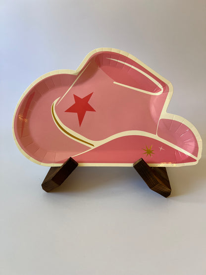 x8 PINK COWGIRL HAT PAPER PLATES - Winterberries