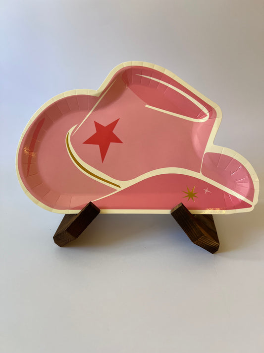 x8 PINK COWGIRL HAT PAPER PLATES - Winterberries