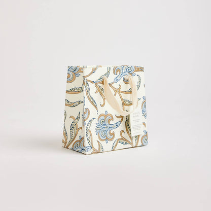 x1 Hand Block Printed Gift Bags (Small) - Blue Stone - Winterberries
