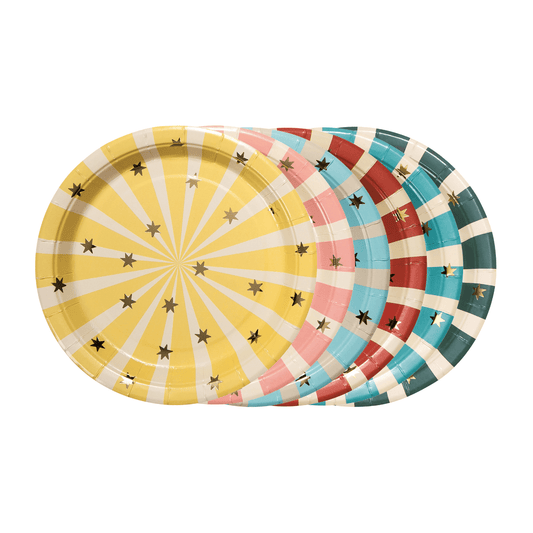 X6 CIRCUS PARTY STRIPES PAPER PLATES