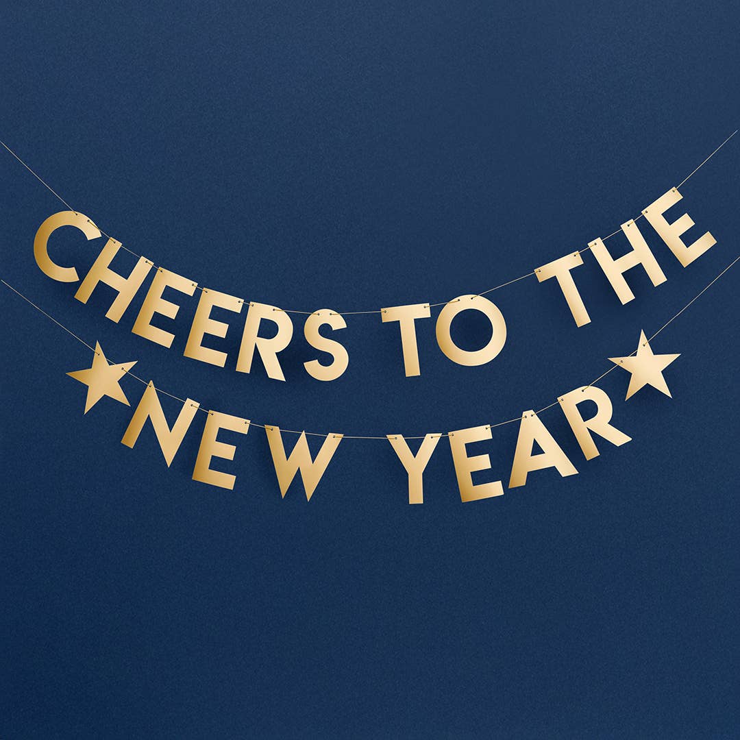 Gold 'Cheers to the New Year' Card Banner x2 2m