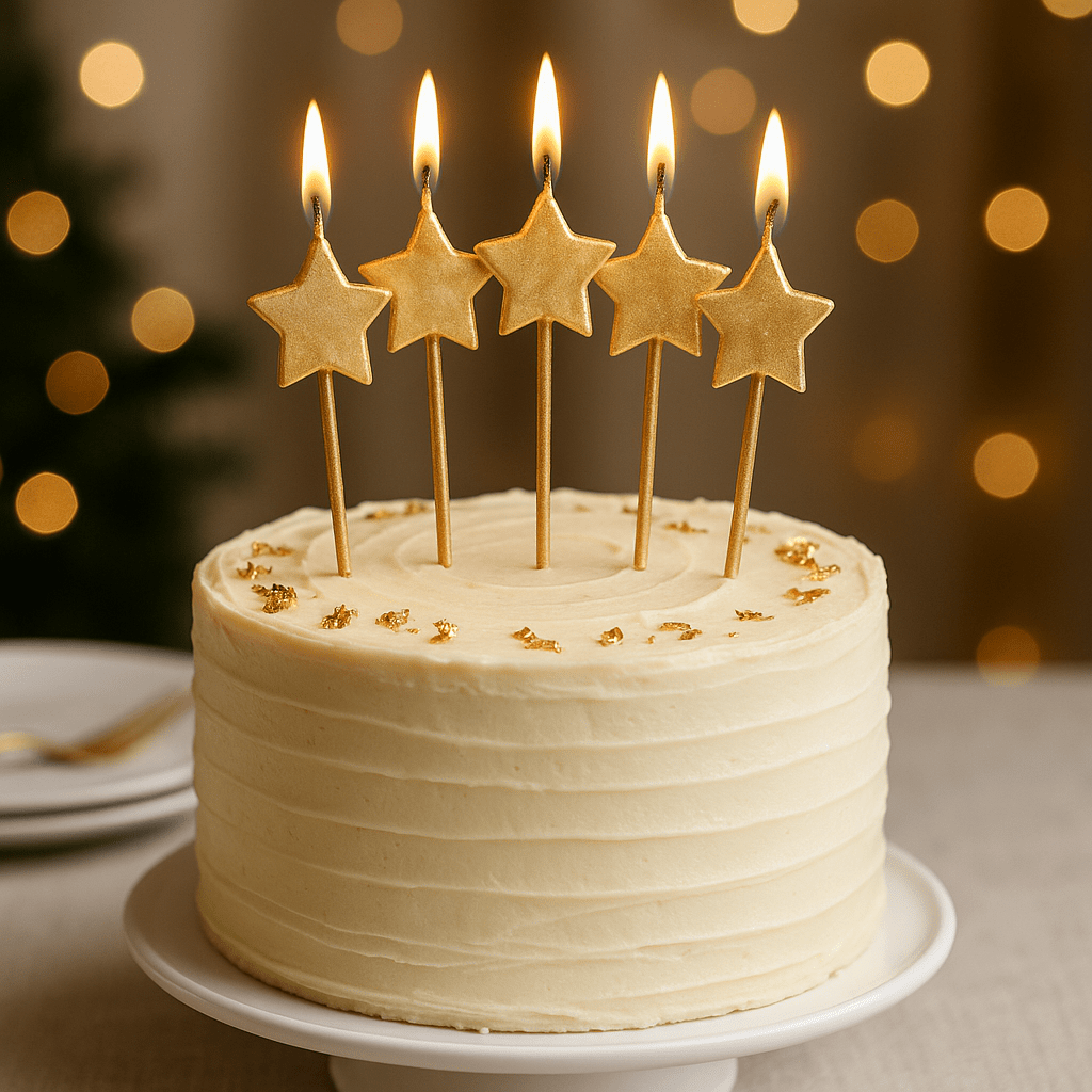 Gold Stars Birthday candles x 6