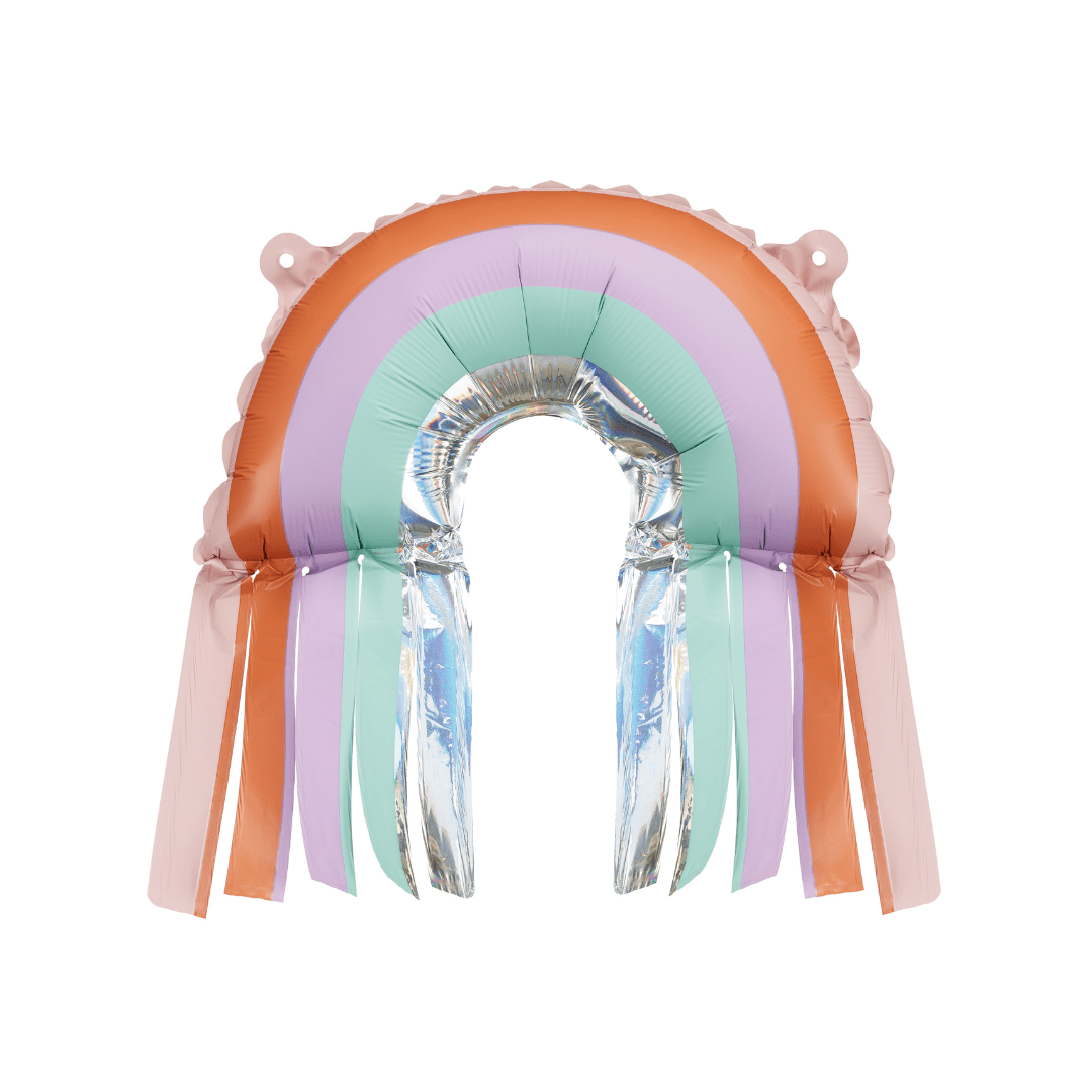 Partydeco Fringed Pastel Rainbow Foil Balloons - Pack of 3