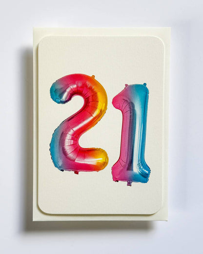 Birthday Balloon No. 21 Greeting Card | Age Cards - Winterberries