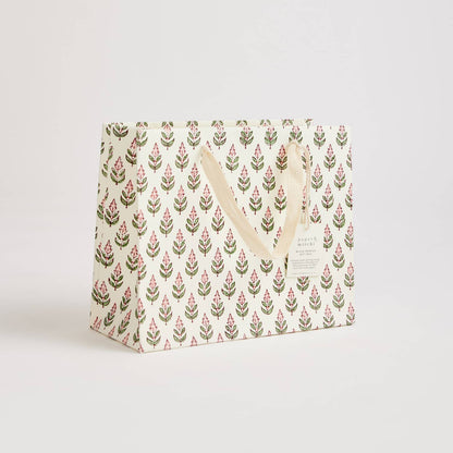 x1 Hand Block Printed Gift Bags (Medium) - Blush - Winterberries