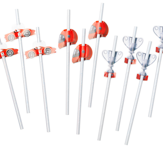 X10 RACING  CAR AND TROPHY PAPER STRAWS