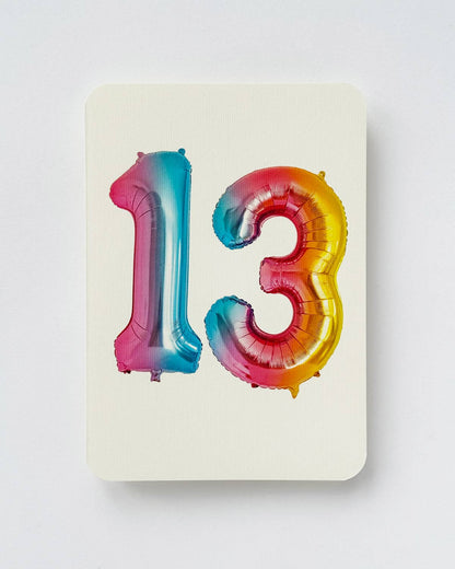 Birthday Balloon No. 13 Greeting Card | Age Cards - Winterberries