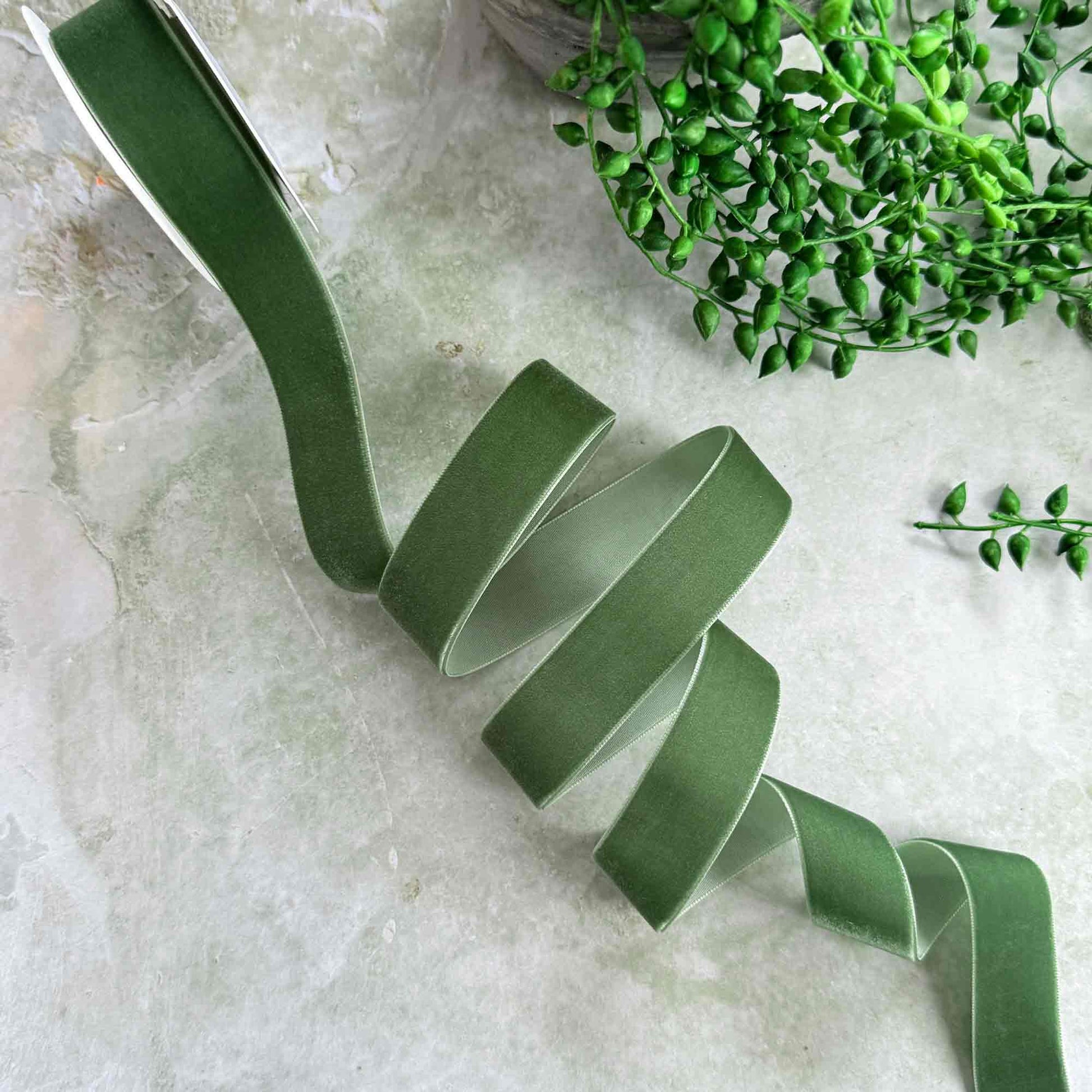 Hunter Green Velvet Ribbon - Various Widths | 3 Meter Roll - Winterberries