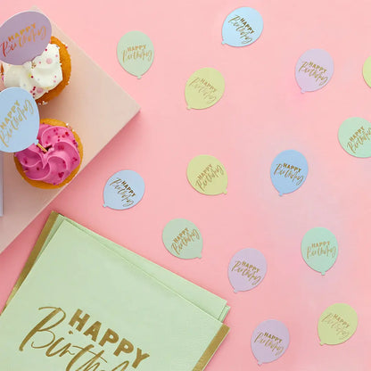 Pastel 'Happy Birthday' Balloon Table Scatter 10G - Winterberries