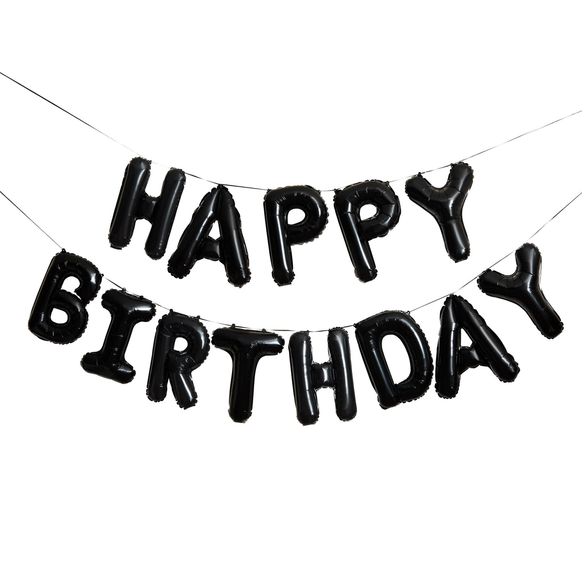 Black 'Happy Birthday' 16" Foil Balloon Garland