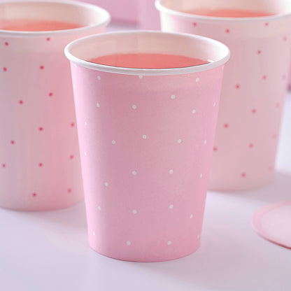 Pink Polka Dot Paper Cups - Winterberries