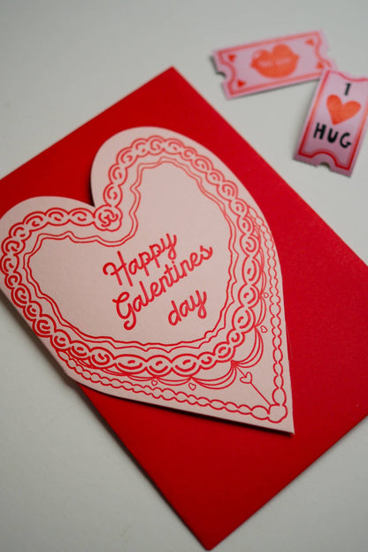 HAPPY GALENTINES CAKE HEART CARD - Winterberries
