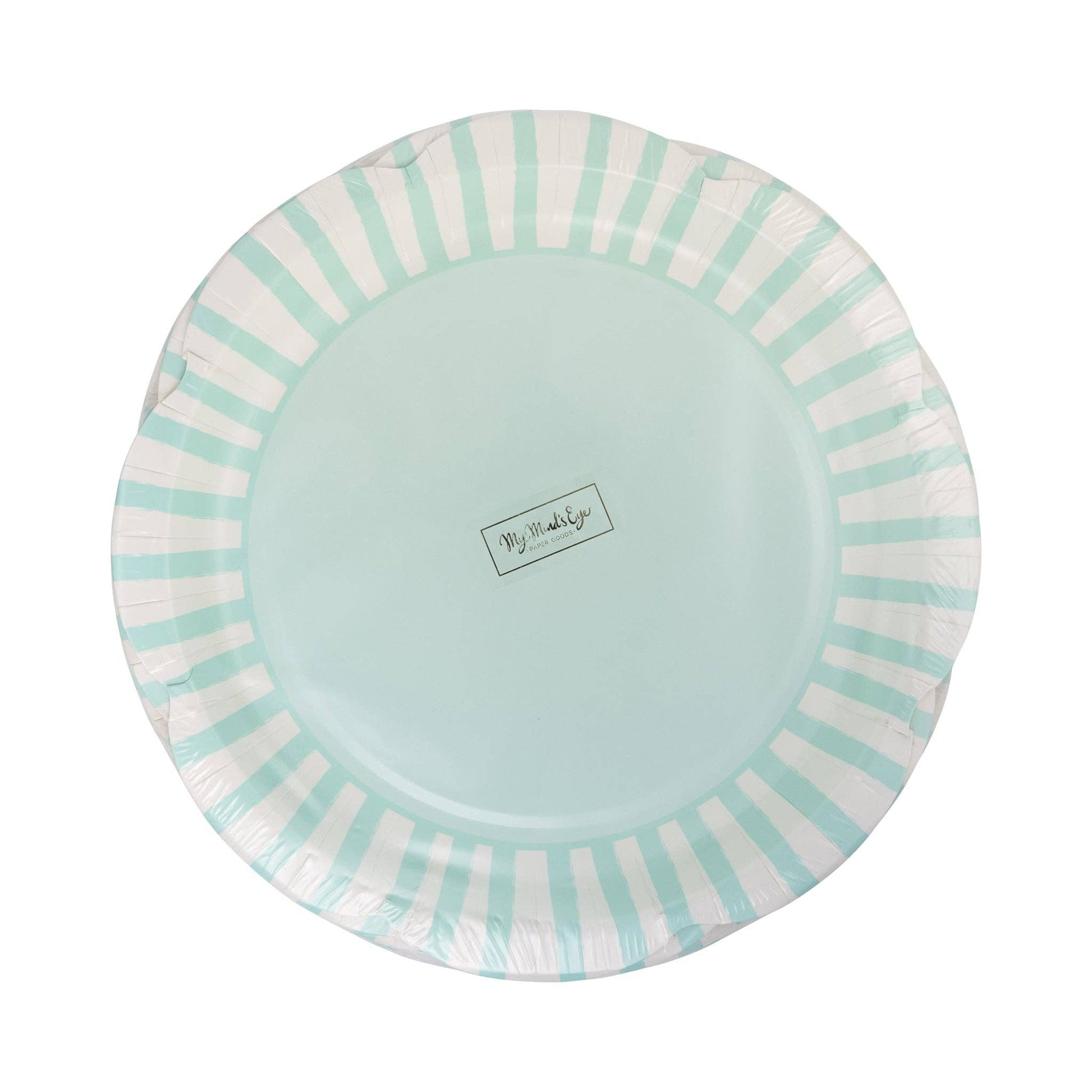 PAR1123 - Aqua Striped Scallops 9" Plate - Winterberries