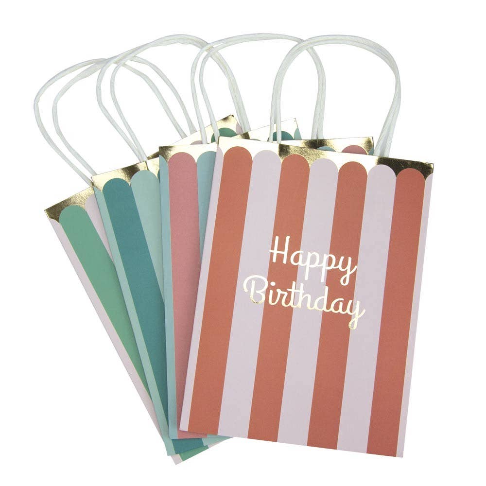 X4 MULTICOLOURED HAPPY BIRTHDAY PAPER BAGS