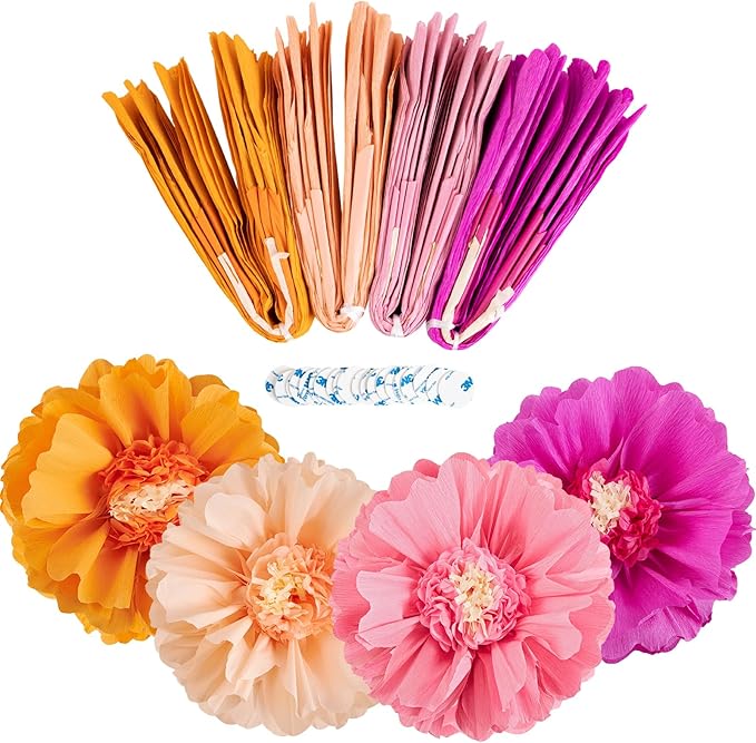 x4 20" Tissue Paper Flower Pom Poms - Winterberries