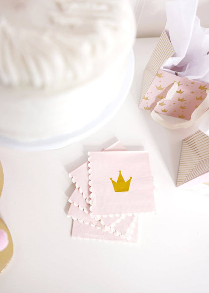 PLPRN38 - Foil Princess Crown Cocktail Napkin (18ct) - Winterberries