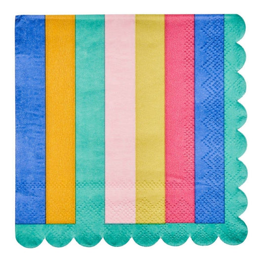 X20 SCALLOPED EDGES MULTI-COLOURED STRIPES PAPER NAPKINS