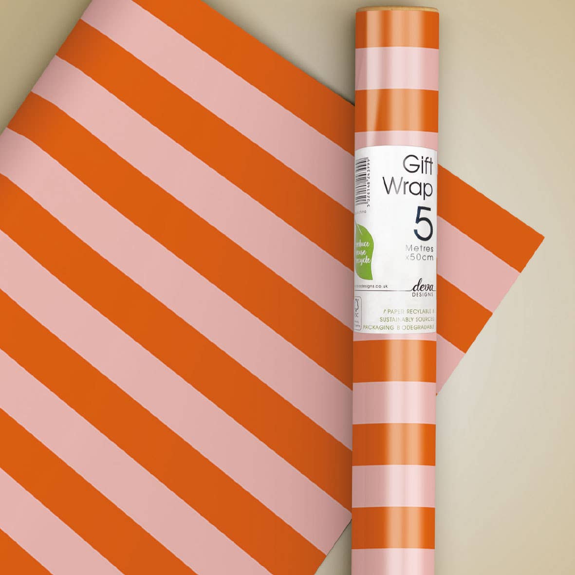 Roll Wrap | 5 m X 50 cm | Orange Stripe