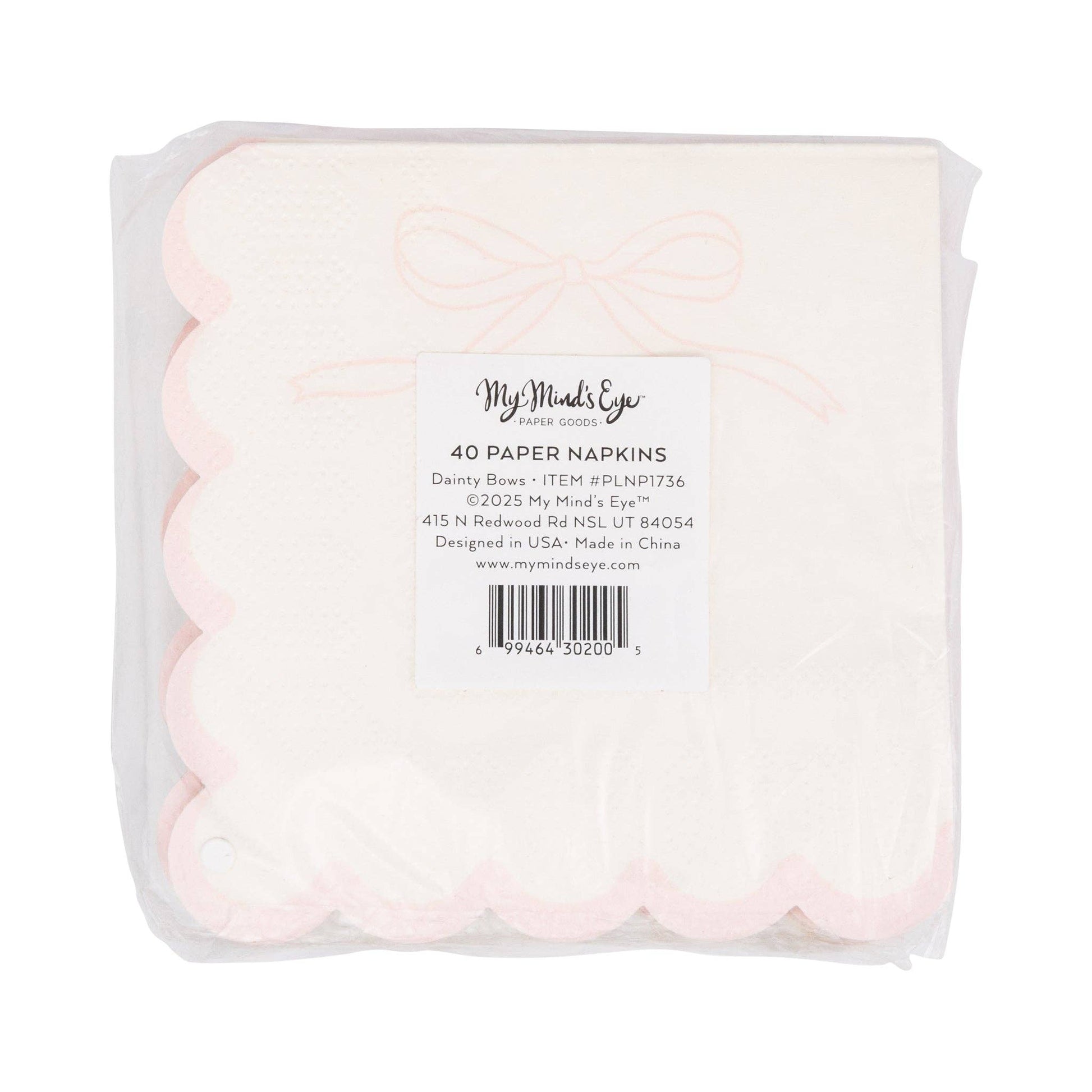 PLNP1736 - Pink Dainty Bows Cocktail Napkin - Winterberries