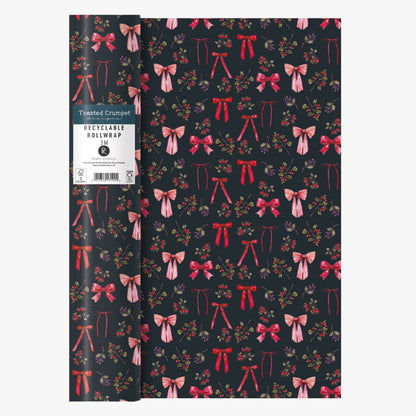 Bows Berries Red Christmas Wrapping Paper 3m