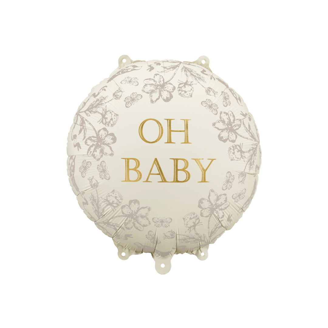 Partydeco Beige & Gold Oh Baby Foil Balloon